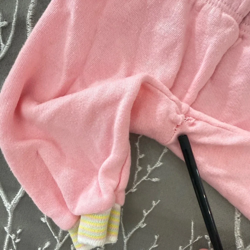 Vintage Pink Knit Baby Tracksuit Set Hooded Sweatshirt Joggers‎ 12 Months